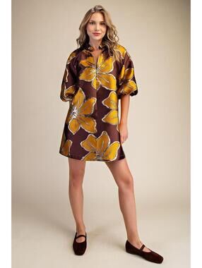 Bubble Sleeve Printed Dress